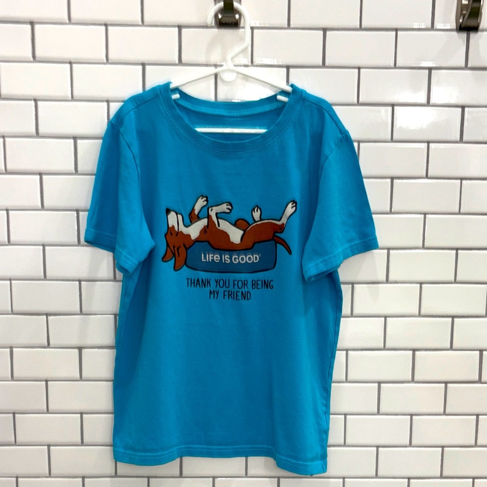 Life Is Good Vibrant Blue Dog Tee